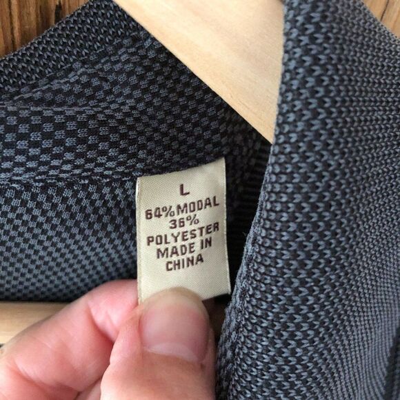 Tommy Bahama Gray Black Polo Shirt Short Sleeve Modal Collared Mens Size Large - Picture 4 of 7